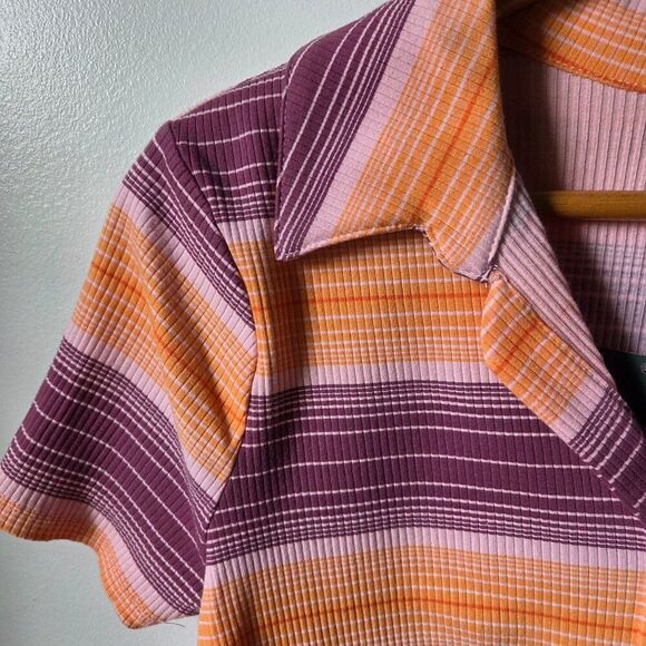 NWT WILD FABLE STRIPED BUTTONED SEMI CROPPED TOP SIZE M - Picture 7 of 12